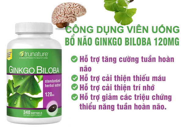 Công dụng và lợi ích viên uống bổ não Ginkgo Biloba Trunature