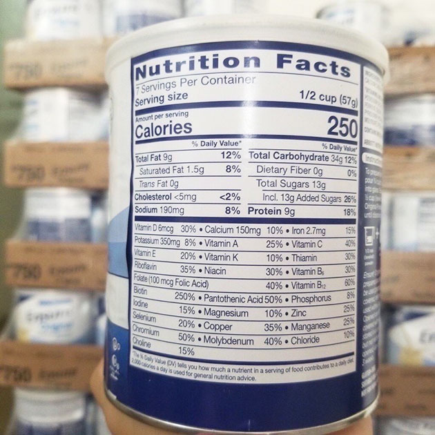 Thành phần của sữa bột Ensure Original Powder của Mỹ