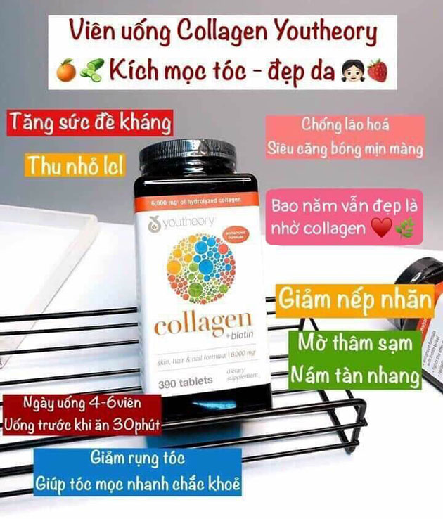 Review Collagen Youtheory Biotin 390 viên