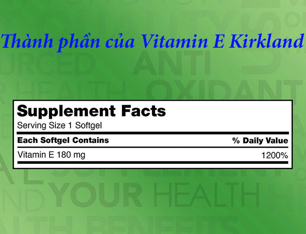 Thành phần của Vitamin E Kirkland