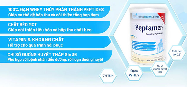 Thành phần của sữa dành cho bệnh nhân ung thư Peptamen