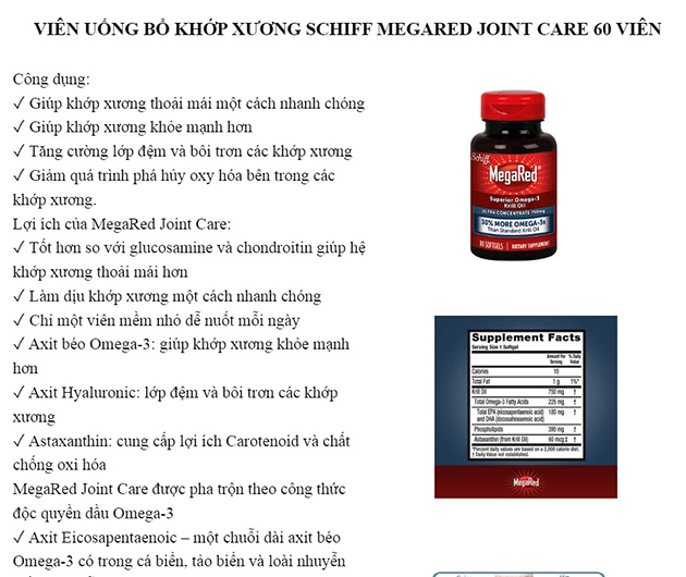 Lợi ích của MegaRed Joint Care