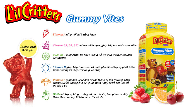 Công dụng của Kẹo dẻo bổ sung Vitamin L’il Critters Gummy Vites 300 viên