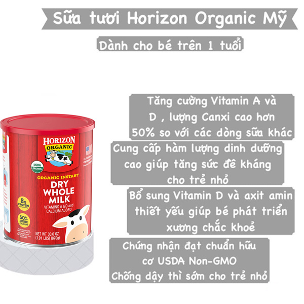 Giới thiệu sản phẩm sữa Horizon Organic