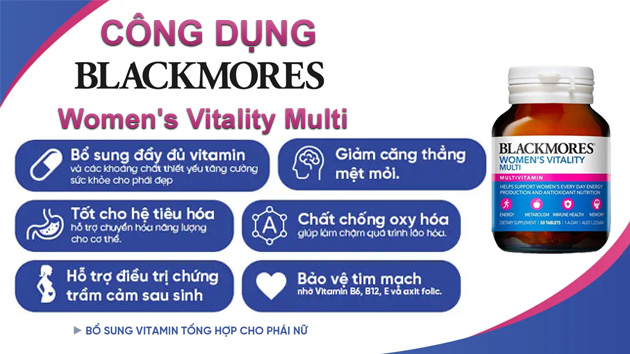 Tác dụng của Vitamin Blackmores Women's Vitality Multi