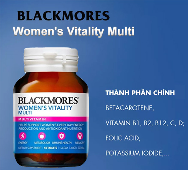 Thành phần chính của Vitamin Blackmores Women's Vitality Multi