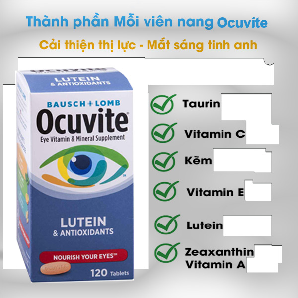 Thành phần Ocuvite Lutein Antioxidants 120v