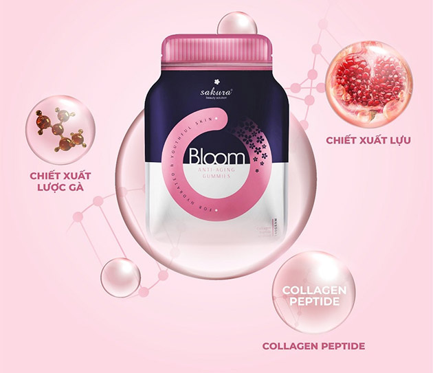 Thành phần có trong kẹo dẻo collagen Sakura Bloom Anti-Aging Gummies