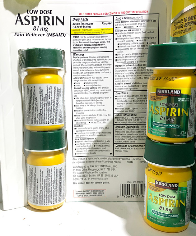 Thành phần có trong viên uống giảm đau Kirkland Low Dose Aspirin 81mg Mỹ