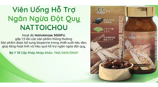 Giới thiệu viên uống chống đột quỵ Nattou Ichou 3000 FU Nhật Bản