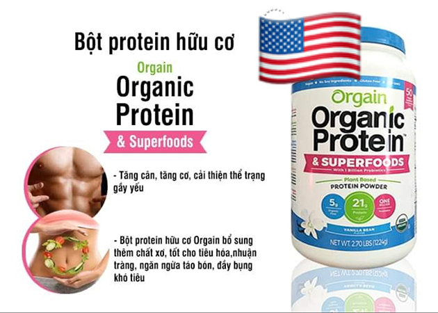 Công dụng của bột hữu cơ Orgain Organic Protein của Mỹ