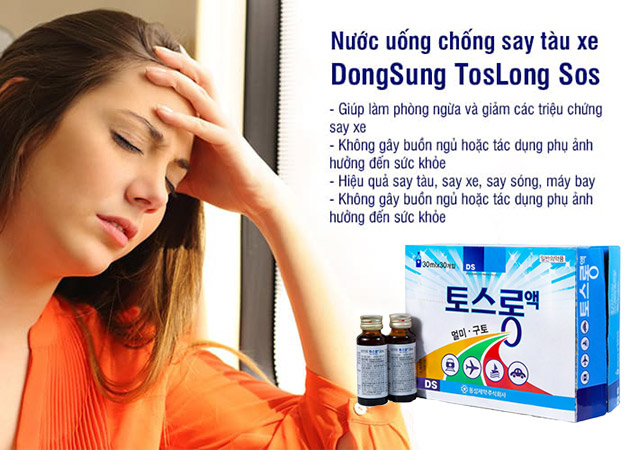 Công dụng nước uống chống say tàu xe Hàn Quốc Dongsung Toslong sos