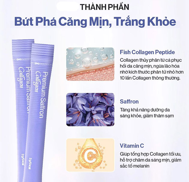 Thành phần trong bột Saffron Collagen Gilaa