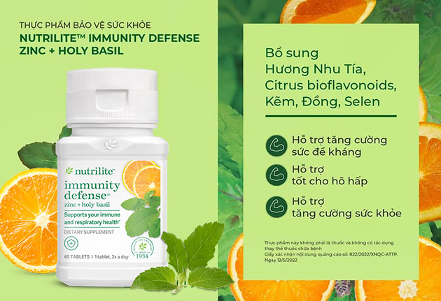 Công dụng của viên uống Nutrilite Immunity Defense ZinC + Holy Basil