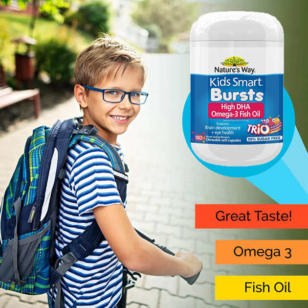Thành phần có trong viên dầu cá Kids Smart Bursts High DHA Omega 3 Fish Oil