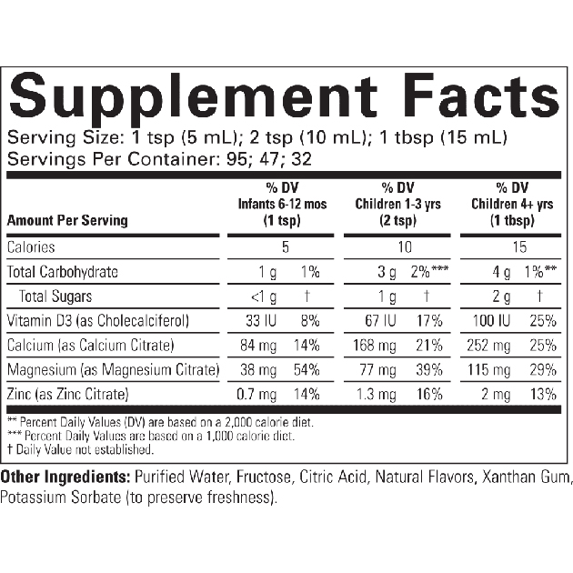 Thành phần có trong Liquid Calcium with Magnesium ChildLife