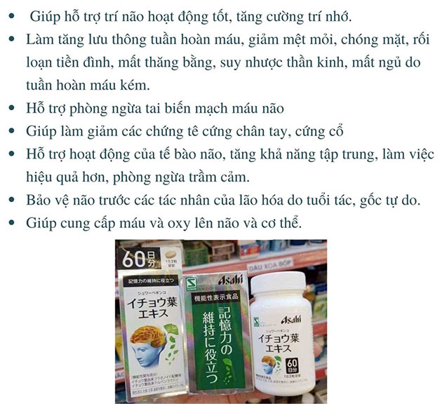 Lợi ích của Hoạt huyết dưỡng não Asahi