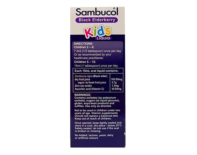 Thành phần của Sambucol Cold & Flu