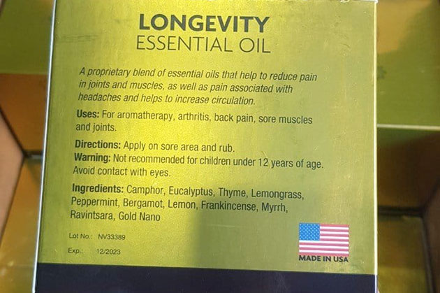 Thành phần của Longevity Essential Oil