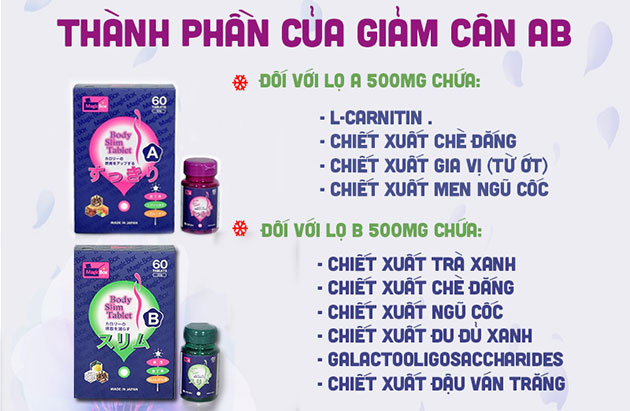 Thành phần của Giảm cân AB Nhật